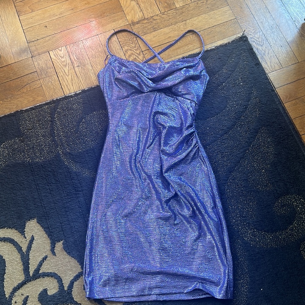 Metallic Purple Mini Dress
